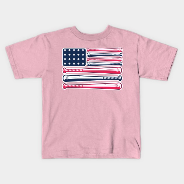 United States of Baseball Kids T-Shirt by Skycrane